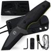 Holtzman's Gorilla Survival Tanto Fixed Blade Neck Knife with Kydex Sheath & Ferro Rod (Black+Green) - Ideal for Outdoor Activities and Everyday Carry view 1