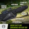 Holtzman's Gorilla Survival Tanto Fixed Blade Neck Knife with Kydex Sheath & Ferro Rod (Black+Green) - Ideal for Outdoor Activities and Everyday Carry view 4