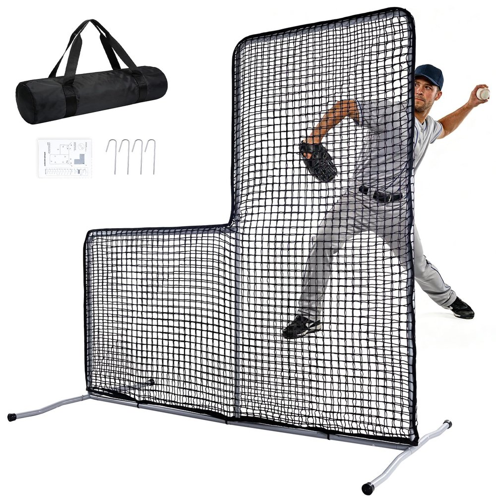KAIDIDA Baseball L Screen 7 X 7 FT Softball Pitching Screen for Outdoor Training Use Portable L Screen Baseball for Batting Cage Pitching Protector Net