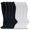 fenglaoda 8 Pairs Compression Socks for Men & Women 20-30 mmHg Knee High Nurse Pregnant Running Medical and Travel Athletic(L/XL,Black White) view 1