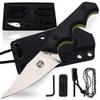 Holtzman's Gorilla Survival Reverse Eagle Fixed Blade Hunting and Camping Knife with Kydex Sheath & Ferro Rod (Silver+Green) view 1