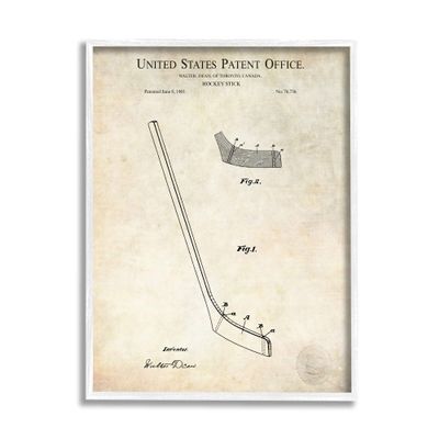 Stupell Industries Vintage Hockey Stick Sports Diagram Patent Blueprint, Design by Karl Hronek