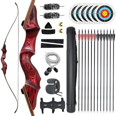 60 Inch Black Hunter Archery Recurve Bows 20-60Lbs Traditional Bow with Arrow Quiver Right Hand Hunting Bows for Adults Outdoor Shooting Competition (20LBS)