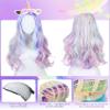 Janinka 3 Pcs Halloween Unicorn Wig Mermaid Face Jewels Set Long Curly Wavy Rainbow Hair Wig Unicorn Supplies Rhinestones Eyes Stickers for Cosplay Music Festival view 2