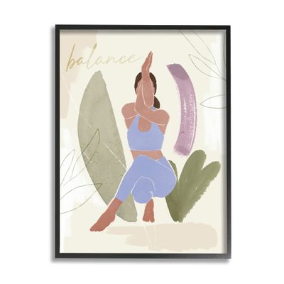 Stupell Industries Balance Typography Fitness Yoga Pose Botanical Motif, Design by Ros Ruseva