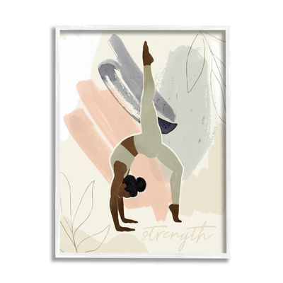 Stupell Industries Stretching Yoga Pose Strength Text Floral Border, Design by Victoria Barnes