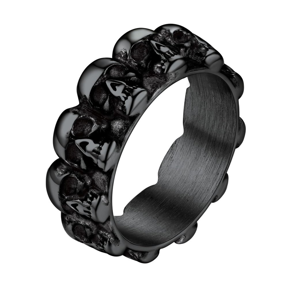 Bandmax Stainless Steel Skull Hand Ring for Men Big Finger Ring Gothic Skull Jewelry Gift for Goth Size 14