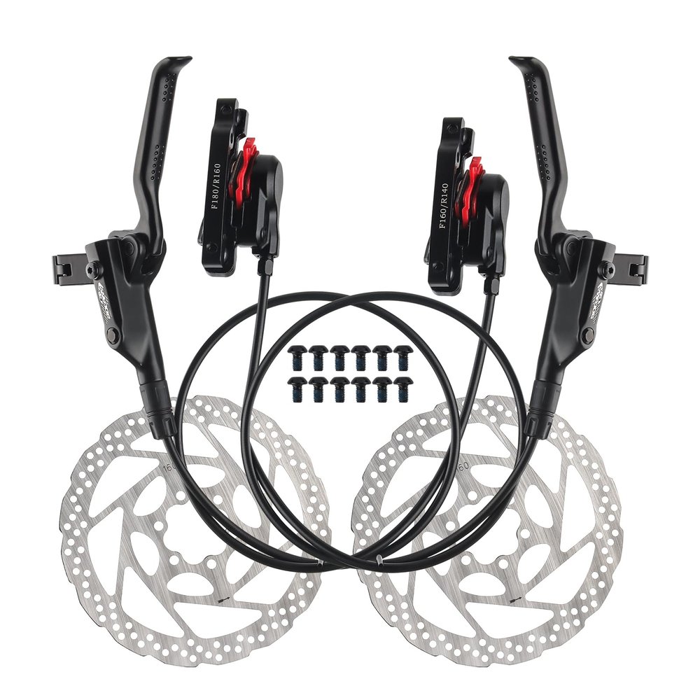 BOLANY Disc Brake Sets Oil Hydraulic MTB Bike Aluminum Alloy Left Front 800mm Right Rear 1400mm Brake Levers with is/PM Adapter Fit MTB Fat Bike E-Bike