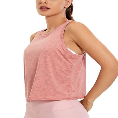 CRZ YOGA Women's Lightweight Racerback Tank Top High Neck Cropped Tank Tops Sleeveless Workout Running Shirts Palermo Pink X-Large