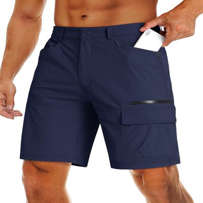 MAGCOMSEN Hiking Cargo Shorts Men Quick Dry Casual Shorts Outdoor Work Summer Shorts Navy Blue,40