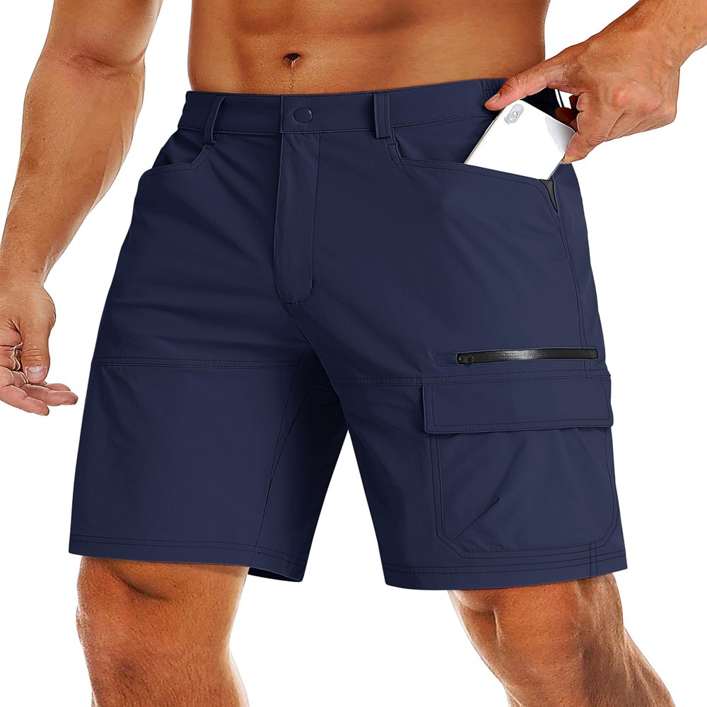 MAGCOMSEN Hiking Cargo Shorts Men Quick Dry Casual Shorts Outdoor Work Summer Shorts Navy Blue,40