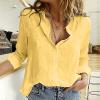 3D T Shirt Womens Linen World Map Printed T-Shirt Funny Long Sleeves Tops Graphic Button Down Blouse Tee view 2