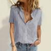 3D T Shirt Womens Linen World Map Printed T-Shirt Funny Long Sleeves Tops Graphic Button Down Blouse Tee view 2