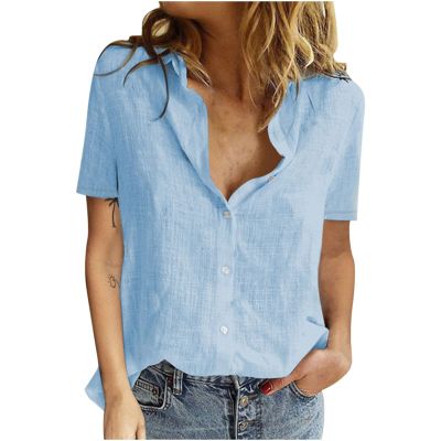 3D T Shirt Womens Linen World Map Printed T-Shirt Funny Long Sleeves Tops Graphic Button Down Blouse Tee