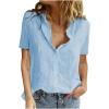 3D T Shirt Womens Linen World Map Printed T-Shirt Funny Long Sleeves Tops Graphic Button Down Blouse Tee view 1