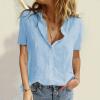 3D T Shirt Womens Linen World Map Printed T-Shirt Funny Long Sleeves Tops Graphic Button Down Blouse Tee view 2