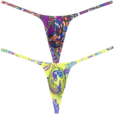 Botmois Fashion Men's G-Strings Bikini T-Back Underwear Male Contour Pouch Micro Swim Thong 2-Pack DL X-Large