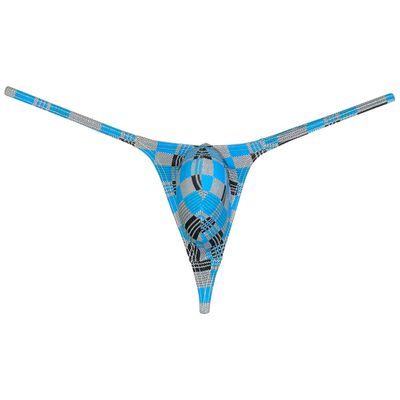 Botmois Fashion Men's G-Strings Bikini T-Back Underwear Male Contour Pouch Micro Swim Thong Grey Plaid XL