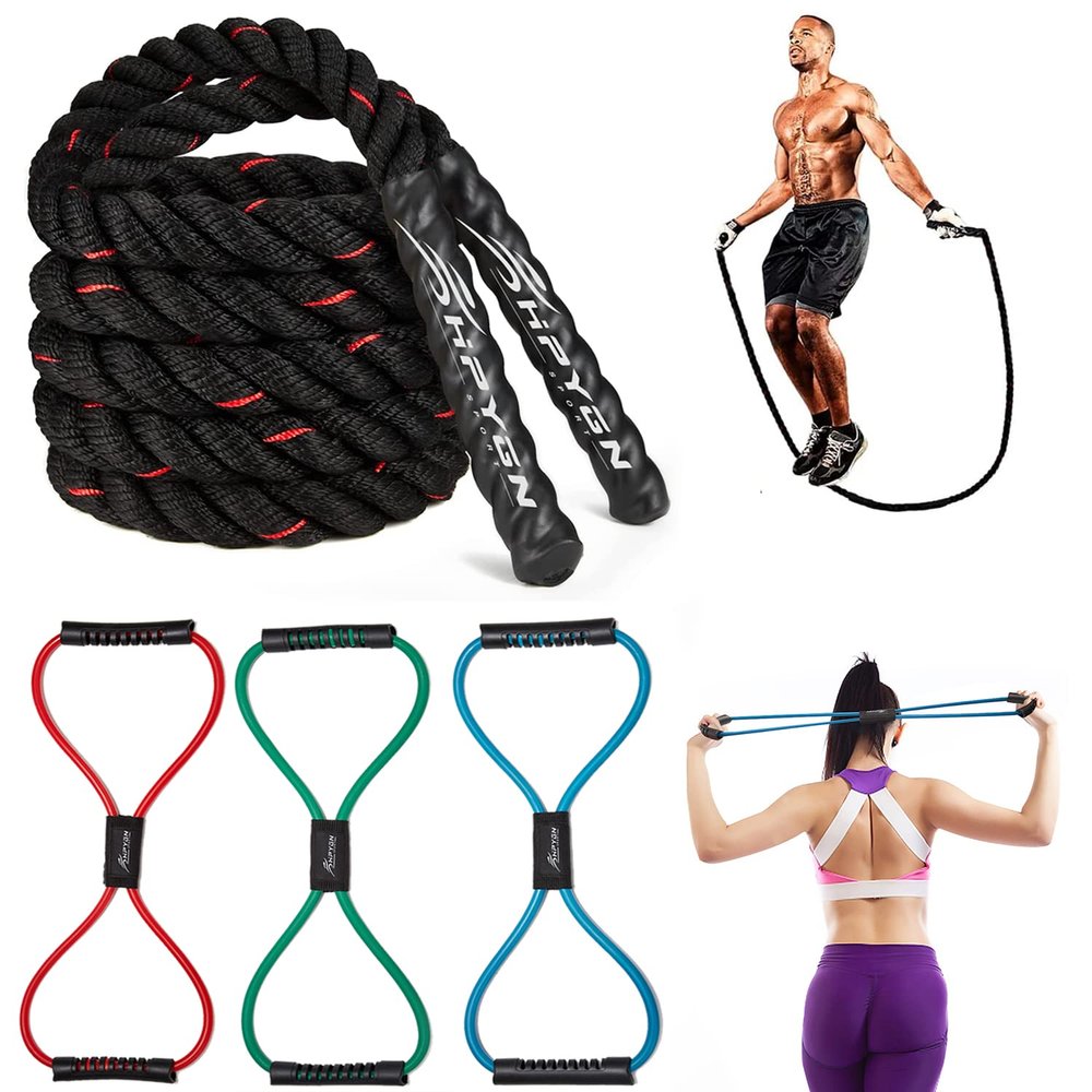2.8 LB Jump Rope and Figure 8 Resistance Band, Resistance Bands for Women 8 Shaped Resistance Band and Skipping Ropes for Arms, Body Workout Equipment