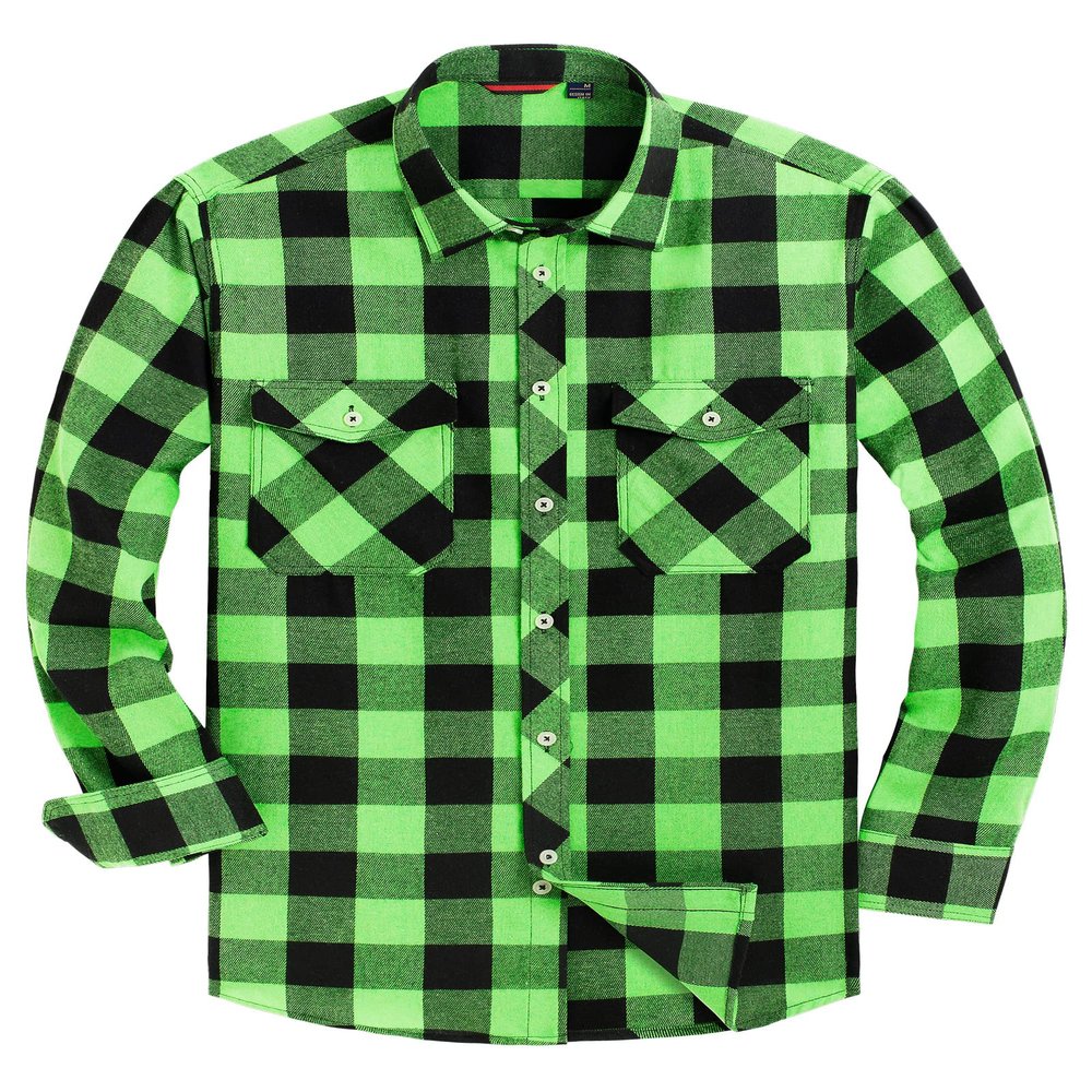 Alimens & Gentle Men's Button Down Regular Fit Long Sleeve Plaid Flannel Casual Shirts