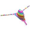 Botmois Fashion Men's G-Strings Bikini T-Back Underwear Male Contour Pouch Micro Swim Thong Yellow Rainbow Stripe L view 2