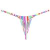 Botmois Fashion Men's G-Strings Bikini T-Back Underwear Male Contour Pouch Micro Swim Thong Yellow Rainbow Stripe L view 3