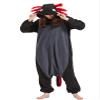 DELEY Unisex Axolotl Onesie Pajamas Cosplay Adult Animal Costume Plush Homewear Sleepwear Jumpsuit Black Axolotl view 2
