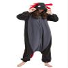 DELEY Unisex Axolotl Onesie Pajamas Cosplay Adult Animal Costume Plush Homewear Sleepwear Jumpsuit Black Axolotl view 3