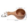 Wooden Drinking Cup Mug, Hand Polished Portable Beverage Cup for Camping Hiking Food Grade Wood Nordic Style Handle with Lanyard 1 Piece view 2