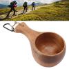 Wooden Drinking Cup Mug, Hand Polished Portable Beverage Cup for Camping Hiking Food Grade Wood Nordic Style Handle with Lanyard 1 Piece view 4