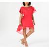 Adrianna Papell Womens Coral Sheer Overlay V Twist Back Lined Flutter Sleeve Illusion Neckline Midi Wear to Work Sheath Dress XS view 2