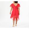 Adrianna Papell Womens Coral Sheer Overlay V Twist Back Lined Flutter Sleeve Illusion Neckline Midi Wear to Work Sheath Dress XS view 3
