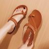 Clip Toe Sandals for Women Comfort Wedge Slip On Flip Flops Summer Casual Roman Shoes Lightweight Comfortable Outdoor Beach Shoes Slipper Brown view 2