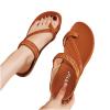 Clip Toe Sandals for Women Comfort Wedge Slip On Flip Flops Summer Casual Roman Shoes Lightweight Comfortable Outdoor Beach Shoes Slipper Brown view 3