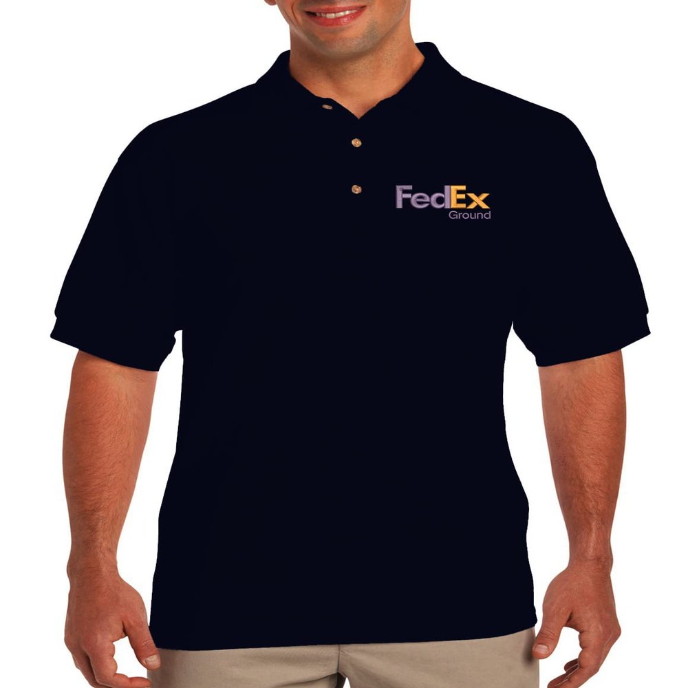 ALLNTRENDS FedEx Men's Polo T Shirt Embroidered FedEx Ground Apparel (3XL, Purple Orange Print)