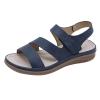 Open Toe Sandals for Women Wedge Summer Casual Round Toe Strap Hook and Loop Sandals Solid Lightweight Comfortable Outdoor Soft Sole Ladies Shoes Blue view 1