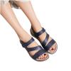 Open Toe Sandals for Women Wedge Summer Casual Round Toe Strap Hook and Loop Sandals Solid Lightweight Comfortable Outdoor Soft Sole Ladies Shoes Blue view 3
