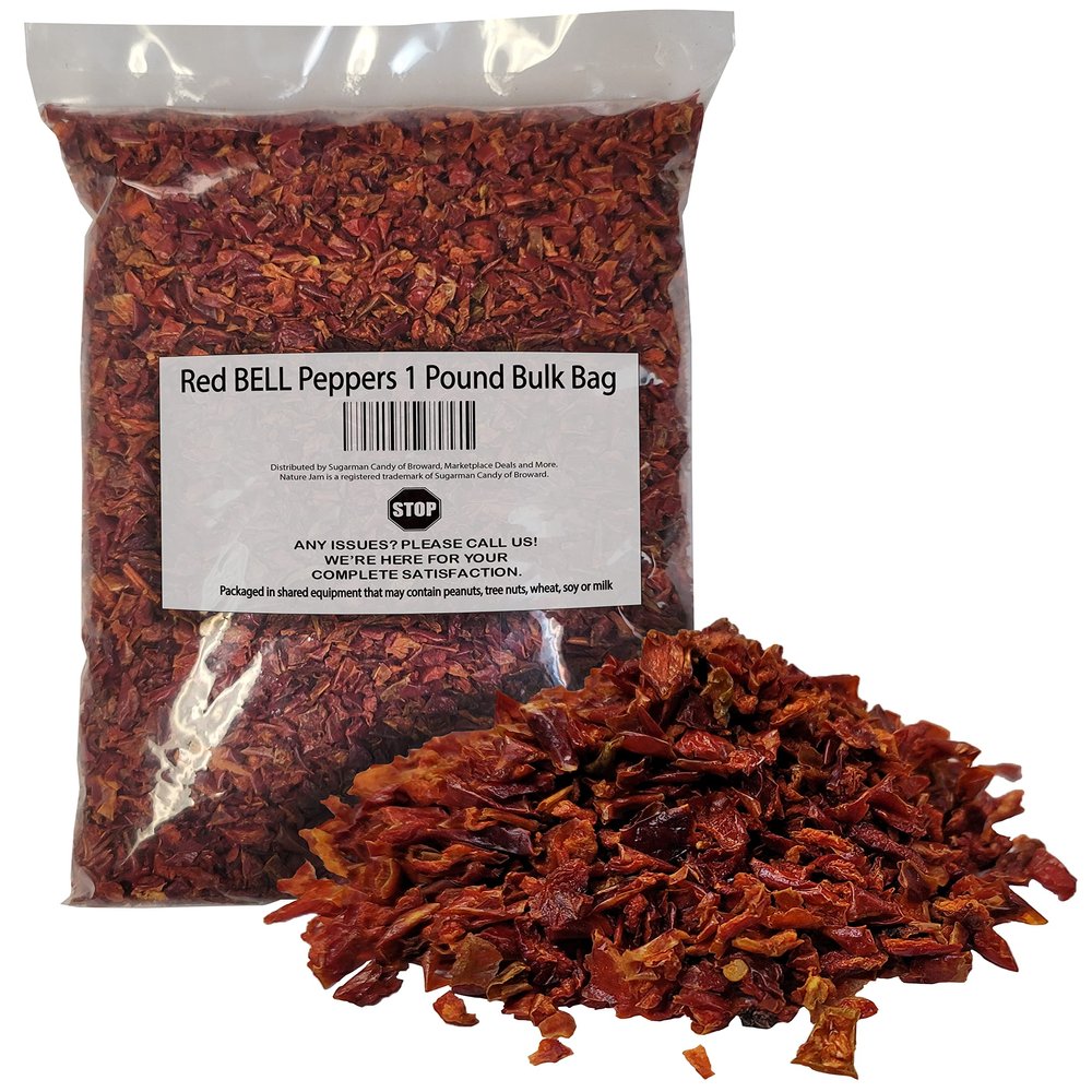 Red BELL Peppers 1 Pound Bulk Bag-Heat Sealed to Maintain Freshness-Crushed & Dried Spice Seasoning