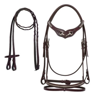 CHALLENGER English Horse Mahogany Padded Leather Tack All-Purpose Jumping Bridle 803449MG-F