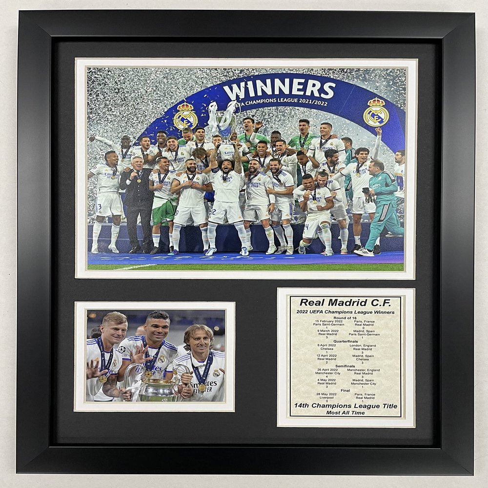 Legends Never Die, Inc. Real Madrid CF | UEFA Champions League Collection | 12"x15" Framed Photo Collage