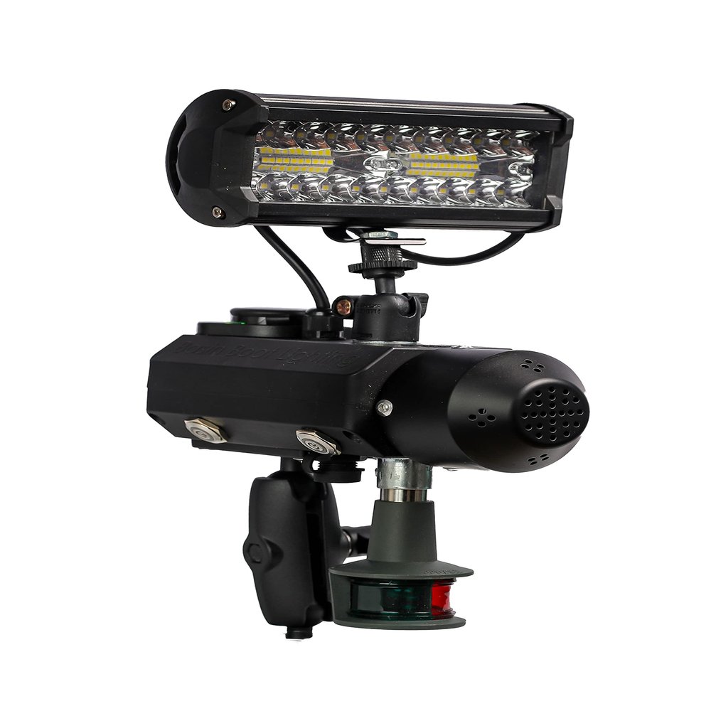 Basin Boat Lighting KAYAK (PaddleBird) + NAV 1" RAM Ball LED 120W/12,000 Lumens SmartBird Safety Lighting System USCG 2nm Bow Nav 105db Horn USB Port Key Fob/remote NEW iOS/Android app (not included)