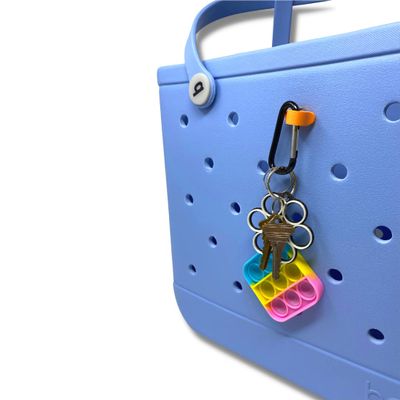 BAGLETS Carabiner & Plug Keys Holder Charm Accessory Compatible with Rubber Tote Bags Secure Keys or Other Valuable Made in USA (Orange)