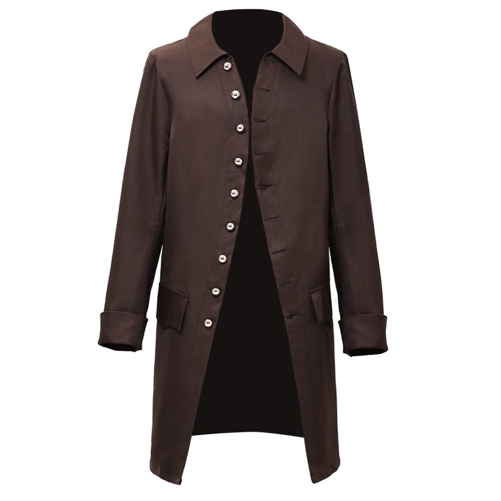 BLESSUME Steampunk Victorian Frock Coat Colonial Men Jacket (Brown, XX-Large)