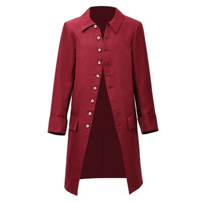 BLESSUME Steampunk Victorian Frock Coat Colonial Men Jacket (Wine Red, XX-Large)