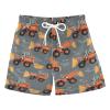 Boccsty Yellow Tractor Car Boys Swim Trunks Baby Kids Monster Truck Swimwear Summer Toddler Beach Board Shorts Bathing Suit 2T view 1