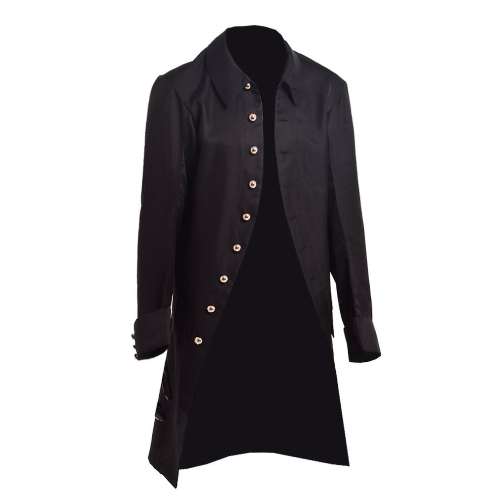 BLESSUME Steampunk Victorian Frock Coat Colonial Men Jacket (Black, XX-Large)