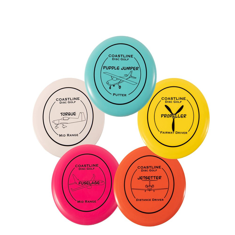 Coastline Disc Golf Starter Set | Beginner Set Frisbee Golf | 2 Drivers, 2 Midranges, Putter