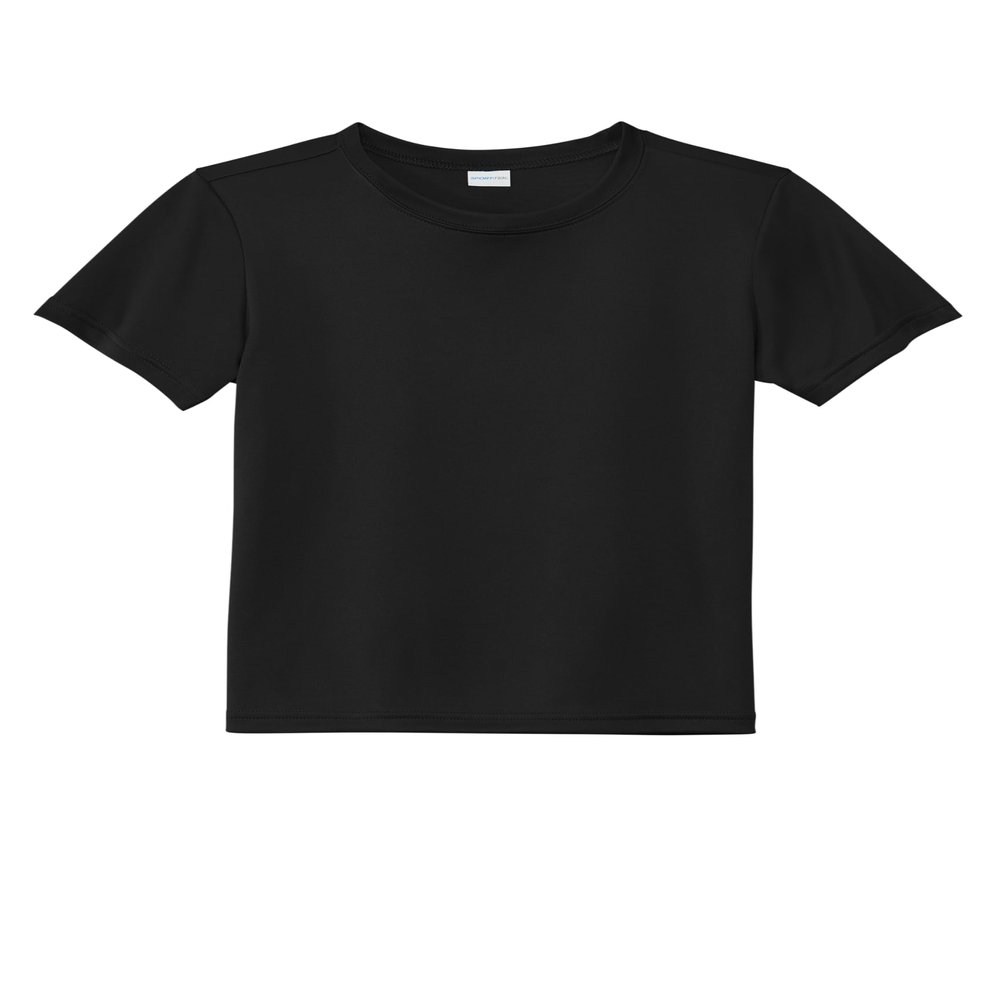 SPORT-TEK Youth PosiCharge Re-Compete Tee | Lightweight Short Sleeve Shirt for Boys & Girls, Kids' Athletic Summer Clothing Black