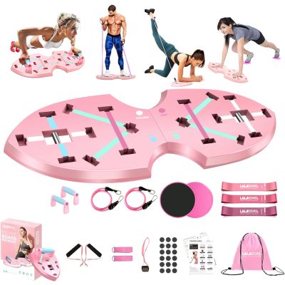 LALAHIGH Portable Home Gym System for Men and Women:Push Up Board, Pilates Bar & 20 Fitness Accessories with Resistance Bands and Ab Roller Wheel-Professional Strength Training Exercise