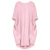 aromm Women Crew Neck T Shirt Dress Loose Casual Plus Size Midi Dress with Pockets Pink,L view 3
